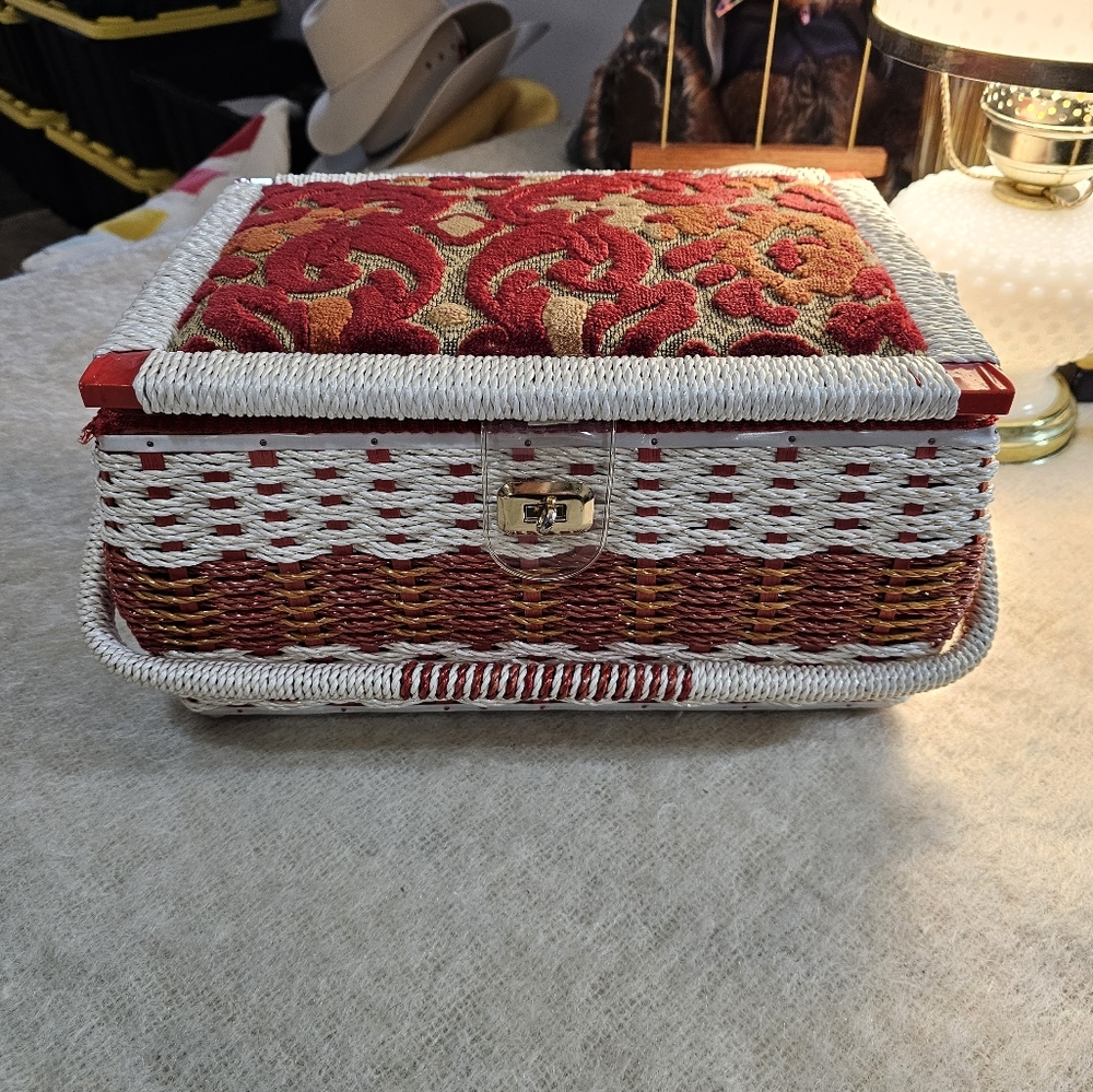 Carpet Bag Style Vintage Sewing Box